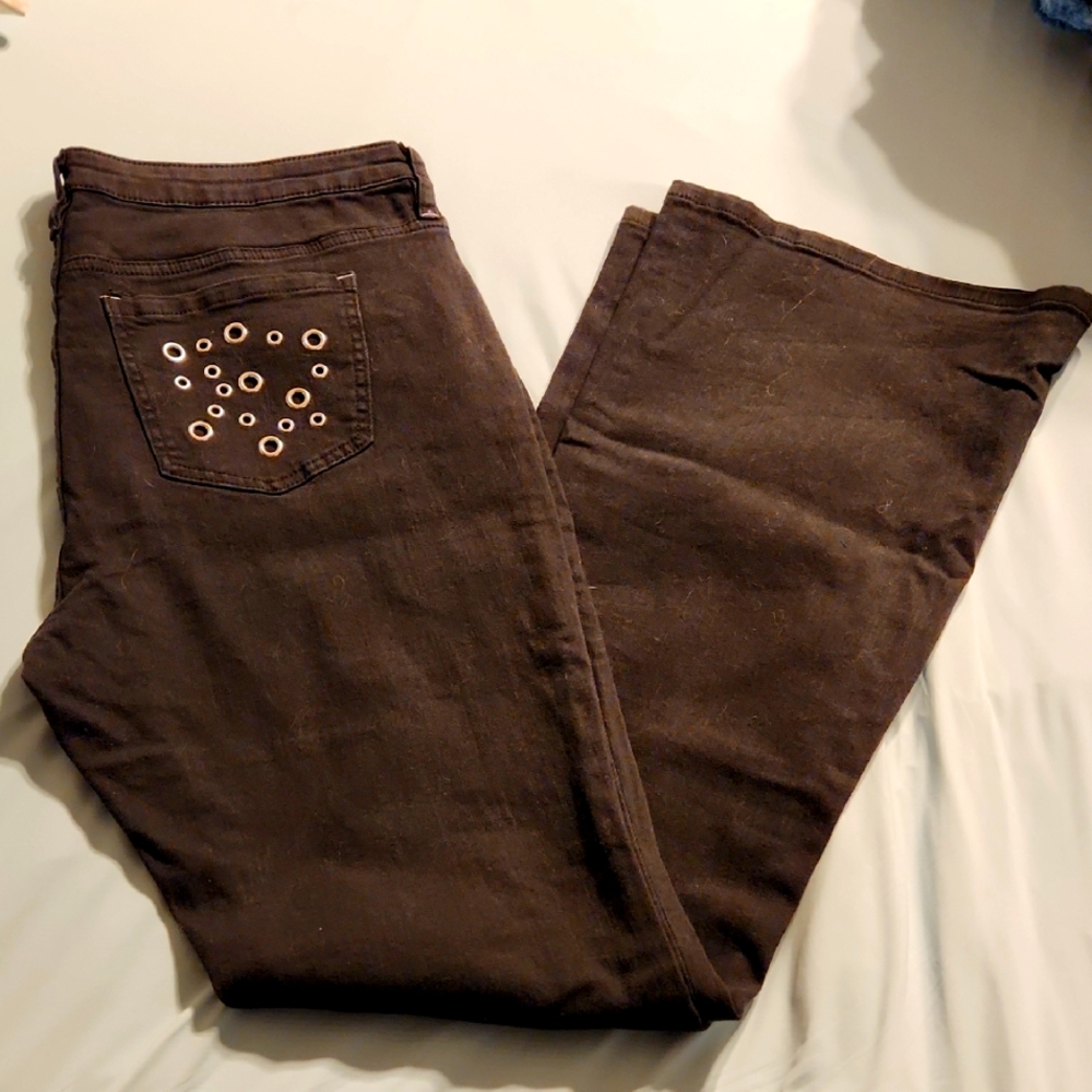 Flared Black Jeans With Cute Silver Details Size 1X
